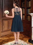 Ina A-Line Scoop Neck Knee-Length Chiffon Junior Bridesmaid Dress STKP0013614