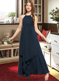 Joan A-Line Scoop Neck Floor-Length Chiffon Junior Bridesmaid Dress With Cascading Ruffles STKP0013622