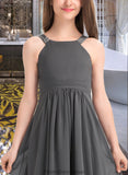 Marilyn A-Line Scoop Neck Floor-Length Chiffon Junior Bridesmaid Dress With Ruffle Lace STKP0013625