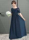 Ashleigh A-LineScoopNeckFloor-LengthChiffonJuniorBridesmaidDress#148411 STKP0013631