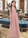 Peyton A-Line Scoop Neck Floor-Length Chiffon Junior Bridesmaid Dress With Ruffle STKP0013632