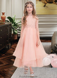 Moira A-Line Scoop Neck Ankle-Length Organza Junior Bridesmaid Dress With Beading Sequins STKP0013633