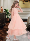 Moira A-Line Scoop Neck Ankle-Length Organza Junior Bridesmaid Dress With Beading Sequins STKP0013633