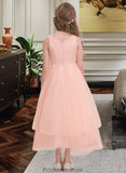 Moira A-Line Scoop Neck Ankle-Length Organza Junior Bridesmaid Dress With Beading Sequins STKP0013633