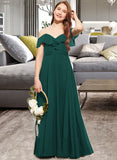 Braelyn A-Line Off-the-Shoulder Floor-Length Chiffon Junior Bridesmaid Dress With Cascading Ruffles STKP0013635