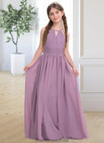 Morgan A-LineScoopNeckFloor-LengthChiffonJuniorBridesmaidDressWithRuffle#119580 STKP0013647