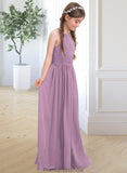 Morgan A-LineScoopNeckFloor-LengthChiffonJuniorBridesmaidDressWithRuffle#119580 STKP0013647