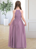 Morgan A-LineScoopNeckFloor-LengthChiffonJuniorBridesmaidDressWithRuffle#119580 STKP0013647