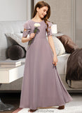 Lucy A-Line Scoop Neck Floor-Length Chiffon Junior Bridesmaid Dress With Cascading Ruffles STKP0013649