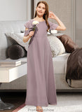 Lucy A-Line Scoop Neck Floor-Length Chiffon Junior Bridesmaid Dress With Cascading Ruffles STKP0013649