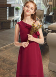 Anabel A-Line One-Shoulder Floor-Length Chiffon Junior Bridesmaid Dress With Ruffles STKP0013650