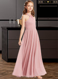 Madelynn A-Line Square Neckline Floor-Length Chiffon Junior Bridesmaid Dress With Ruffle STKP0013651