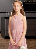 Madelynn A-Line Square Neckline Floor-Length Chiffon Junior Bridesmaid Dress With Ruffle STKP0013651