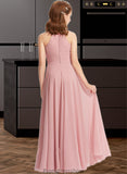 Madelynn A-Line Square Neckline Floor-Length Chiffon Junior Bridesmaid Dress With Ruffle STKP0013651