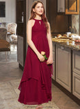 Alyssa A-Line Scoop Neck Floor-Length Chiffon Junior Bridesmaid Dress With Ruffle STKP0013654