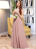 Clarissa A-Line Scoop Neck Floor-Length Chiffon Lace Junior Bridesmaid Dress With Sequins STKP0013655