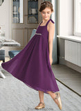 Lilianna Empire Halter Asymmetrical Chiffon Junior Bridesmaid Dress With Beading Bow(s) STKP0013663