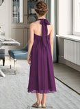 Lilianna Empire Halter Asymmetrical Chiffon Junior Bridesmaid Dress With Beading Bow(s) STKP0013663