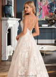 Bailey Ball-Gown/Princess V-neck Court Train Tulle Lace Wedding Dress With Beading Pockets STKP0013679