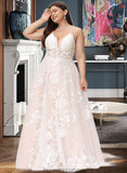 Bailey Ball-Gown/Princess V-neck Court Train Tulle Lace Wedding Dress With Beading Pockets STKP0013679