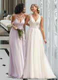 Vivien Ball-Gown/Princess V-neck Court Train Tulle Wedding Dress STKP0013682