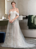 Renee Ball-Gown/Princess Sweetheart Sweep Train Tulle Wedding Dress STKP0013685