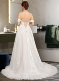 Renee Ball-Gown/Princess Sweetheart Sweep Train Tulle Wedding Dress STKP0013685