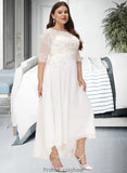 Lexie A-Line Scoop Neck Asymmetrical Chiffon Wedding Dress With Beading Sequins STKP0013686