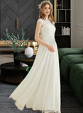 Destiny A-Line Floor-Length Chiffon Lace Wedding Dress STKP0013687