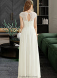 Destiny A-Line Floor-Length Chiffon Lace Wedding Dress STKP0013687