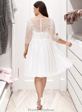 Allyson A-Line Knee-Length Chiffon Lace Wedding Dress With Sequins STKP0013689