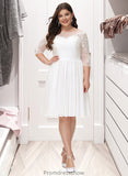 Allyson A-Line Knee-Length Chiffon Lace Wedding Dress With Sequins STKP0013689