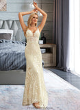 Shirley Trumpet/Mermaid V-neck Court Train Tulle Lace Wedding Dress STKP0013708