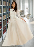 Claire A-Line Sweep Train Wedding Dress With Lace STKP0013715