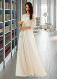 Claire A-Line Sweep Train Wedding Dress With Lace STKP0013715