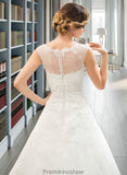 Vivien Ball-Gown/Princess Illusion Sweep Train Organza Tulle Wedding Dress With Beading Sequins STKP0013719