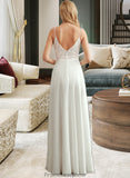 Deborah A-Line V-neck Floor-Length Wedding Dress With Split Front STKP0013721