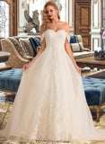 Samantha Ball-Gown/Princess Chapel Train Tulle Lace Wedding Dress With Sequins STKP0013726