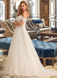 Samantha Ball-Gown/Princess Chapel Train Tulle Lace Wedding Dress With Sequins STKP0013726