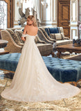 Samantha Ball-Gown/Princess Chapel Train Tulle Lace Wedding Dress With Sequins STKP0013726