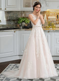 Alina Ball-Gown/Princess Scoop Neck Court Train Tulle Wedding Dress With Beading Sequins STKP0013730