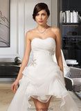 Alicia A-Line Sweetheart Asymmetrical Organza Wedding Dress With Ruffle Beading Sequins STKP0013733