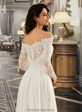 Jessica A-Line Off-the-Shoulder Sweep Train Wedding Dress With Lace STKP0013734