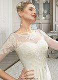 Suzanne A-Line Illusion Tea-Length Wedding Dress With Lace STKP0013741