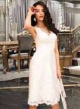 Jasmin A-Line V-neck Knee-Length Wedding Dress STKP0013743