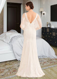 Margaret Trumpet/Mermaid V-neck Court Train Wedding Dress With Sash STKP0013744