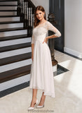 Victoria A-Line Illusion Asymmetrical Wedding Dress With Lace STKP0013749