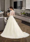 Cindy Ball-Gown/Princess Illusion Court Train Tulle Lace Wedding Dress STKP0013750