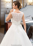 Callie Ball-Gown/Princess Scoop Neck Sweep Train Organza Lace Wedding Dress With Beading Sequins STKP0013751