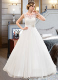 Callie Ball-Gown/Princess Scoop Neck Sweep Train Organza Lace Wedding Dress With Beading Sequins STKP0013751